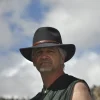 A man wearing a Banjo Paterson Hat by Akubra