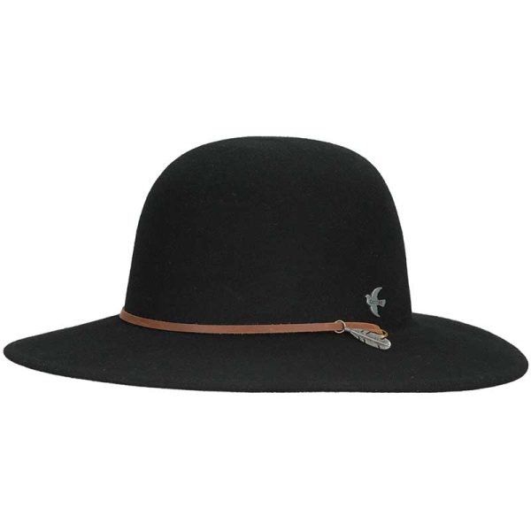 Bird & Feather Wool Felt Hat Black color