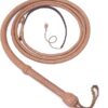 Handcrafted 10 ft natural tan leather bullwhip by BullwhipMaster – full-grain handmade whip for training and display